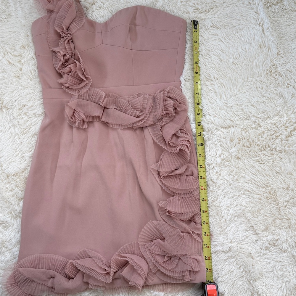 BCBG Dusty pink, one shoulder mini with ruffle details! - Picture 4 of 6